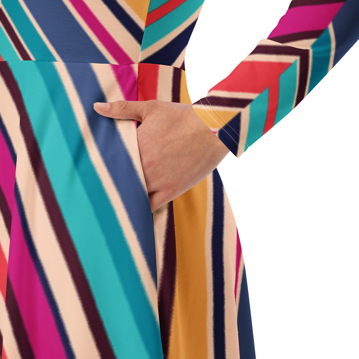 All-over print long sleeve midi dress